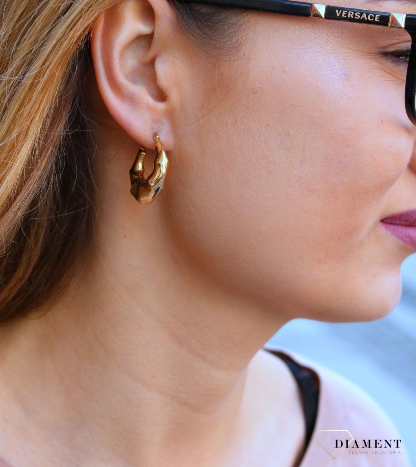 Damskie kolczyki koła  Złote rogaliki  585 DIA-KLC-10242-585.jpg