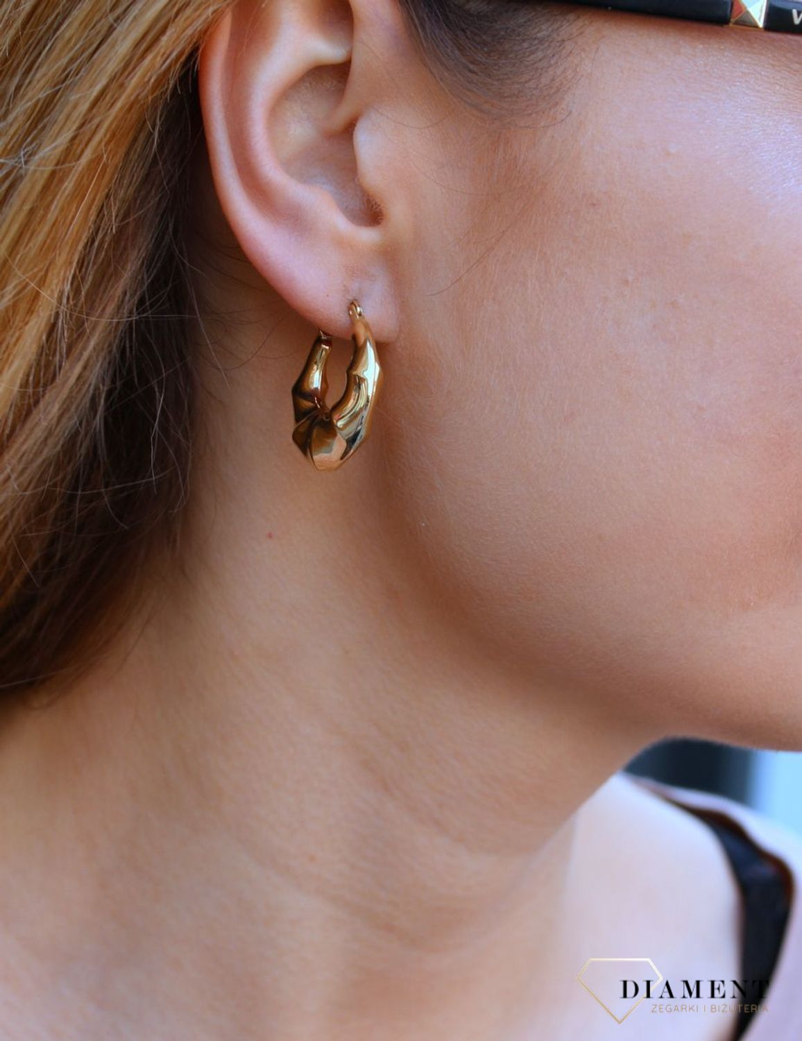 Damskie kolczyki koła  Złote rogaliki  585 DIA-KLC-10242-585.jpg