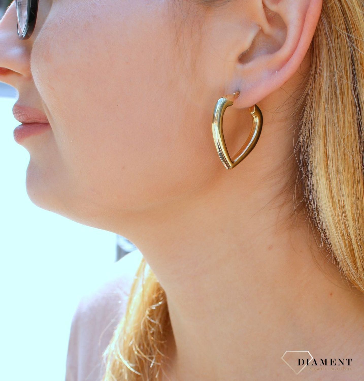 Damskie kolczyki koła  Złote serca   585 DIA-KLC-10243-585 (1).jpg