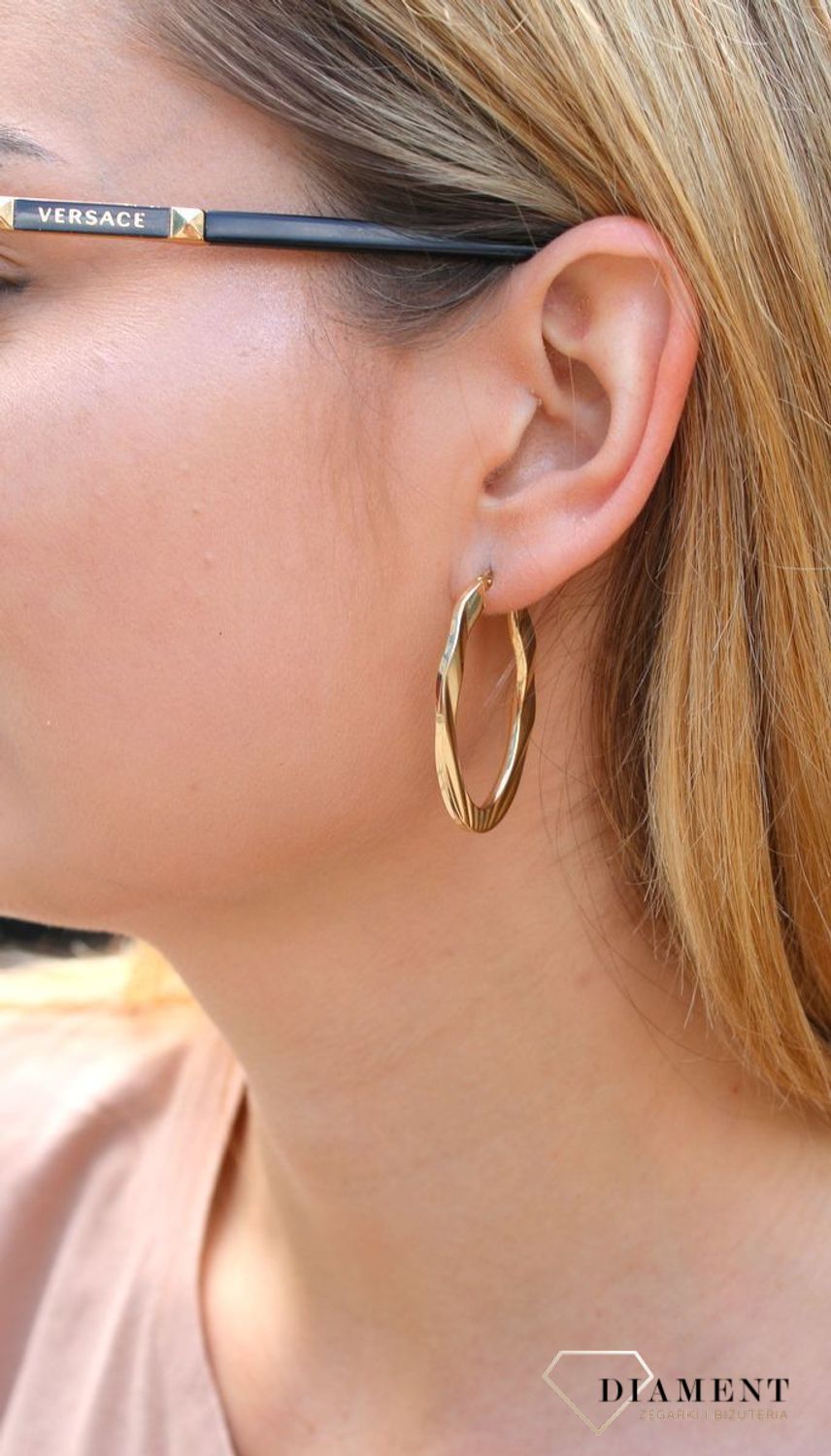 Płaskie kolczyki koła  Złote fale  585 DIA-KLC-10245-585b (2).jpg