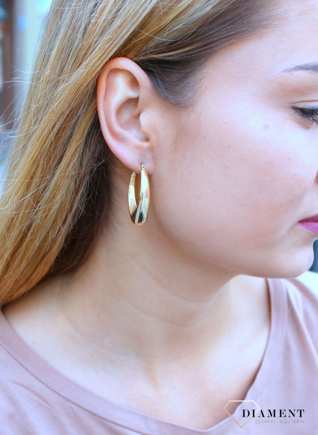 Złote kolczyki damskie  Owalne koła   585 DIA-KLC-10247-585 (2).jpg