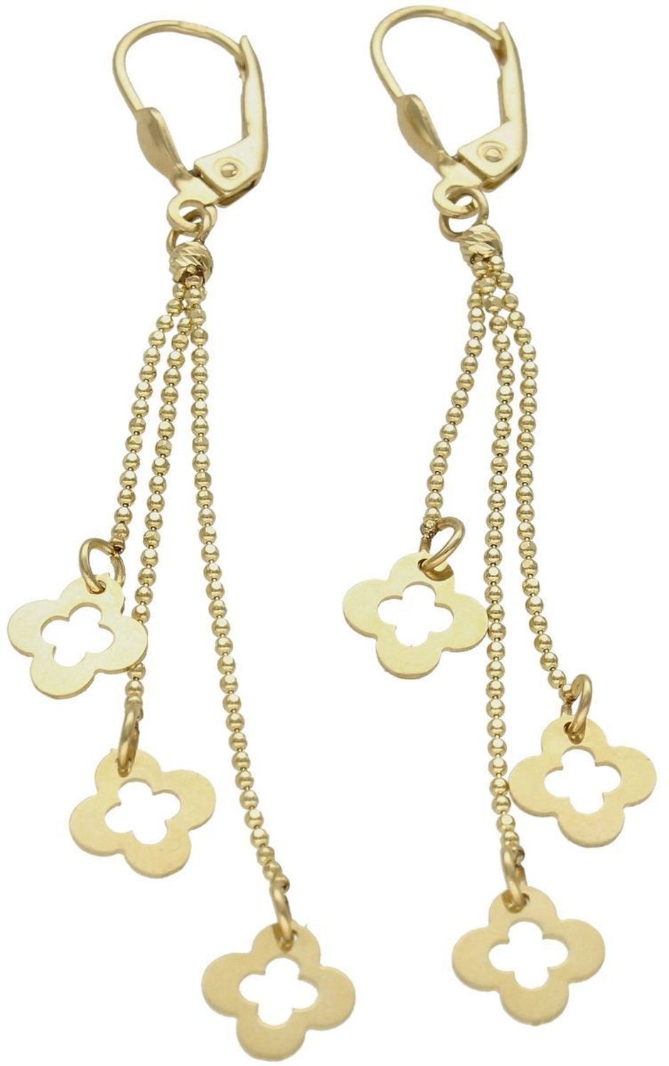 Kolczyki damskie złote  Wiszące koniczynki  585 DIA-KLC-10248-585 (2).jpg