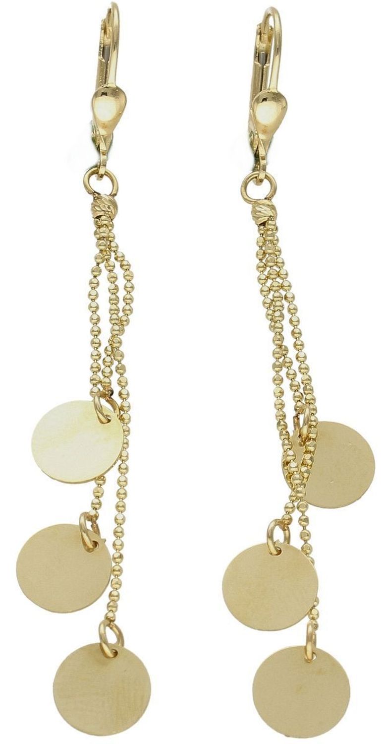 Kolczyki damskie złote  Wiszące blaszki  585 DIA-KLC-10249-585c.jpg