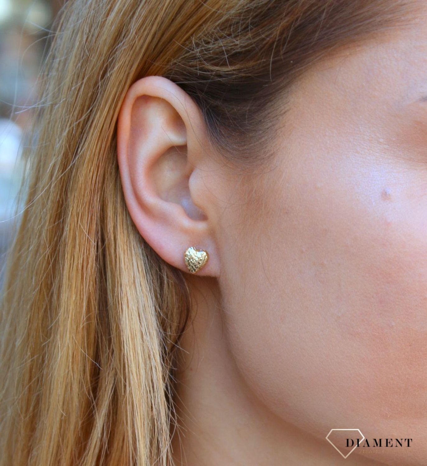 Kolczyki złote  Grawerowane serca  585 DIA-KLC-10251-585c.jpg