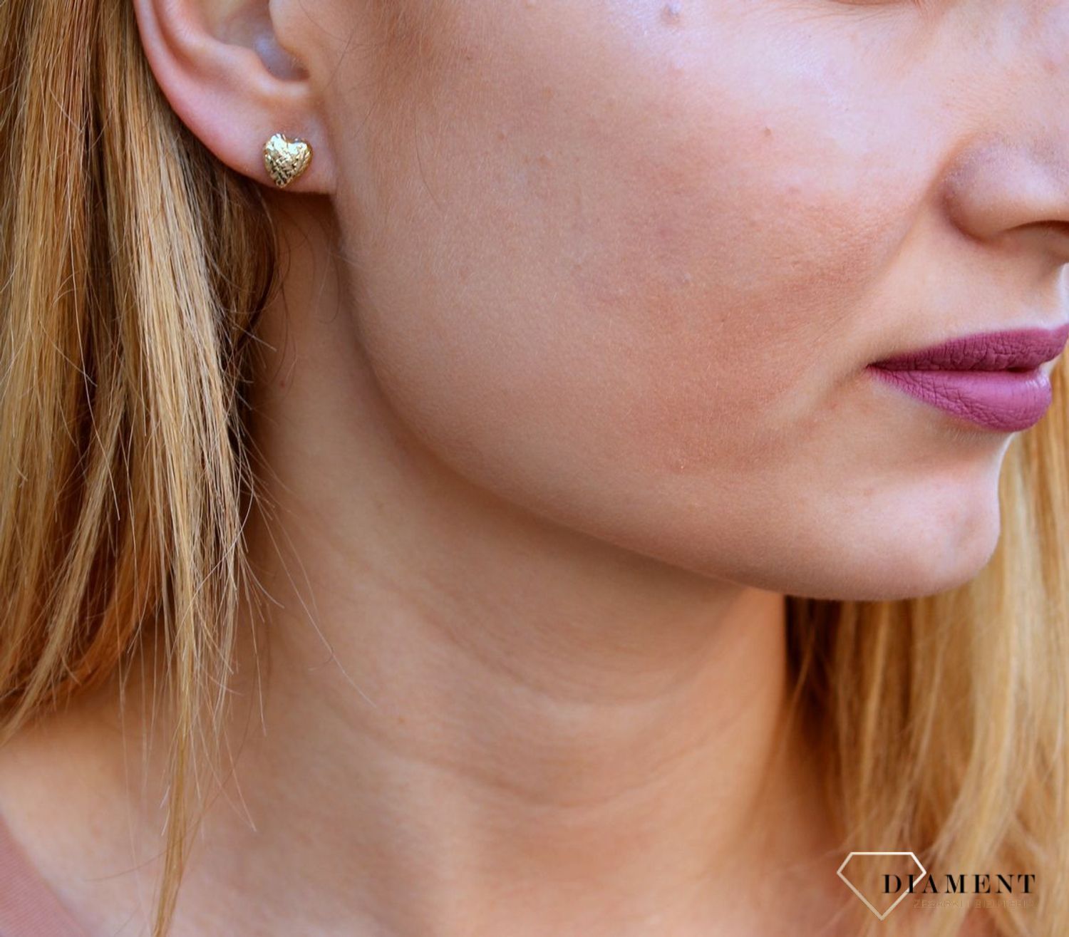 Kolczyki złote  Grawerowane serca  585 DIA-KLC-10251-585c.jpg