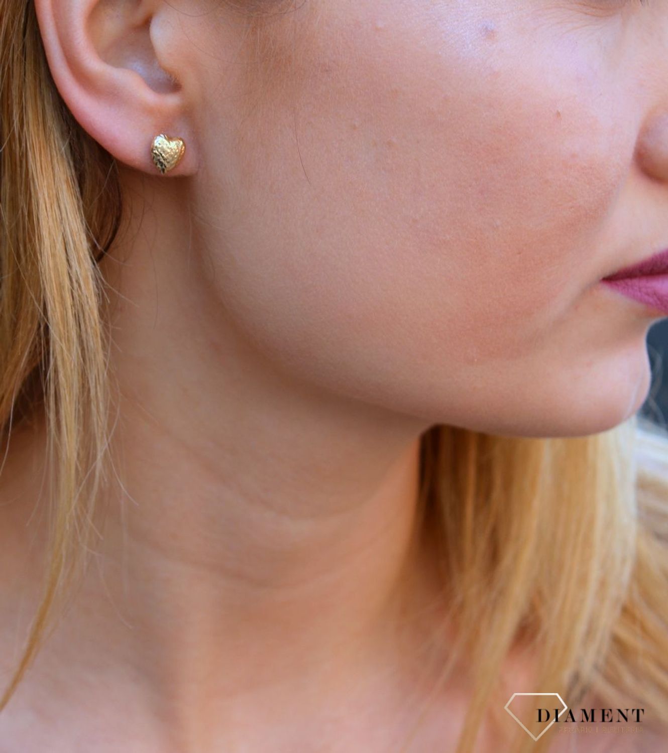 Kolczyki złote  Grawerowane serca  585 DIA-KLC-10251-585c.jpg