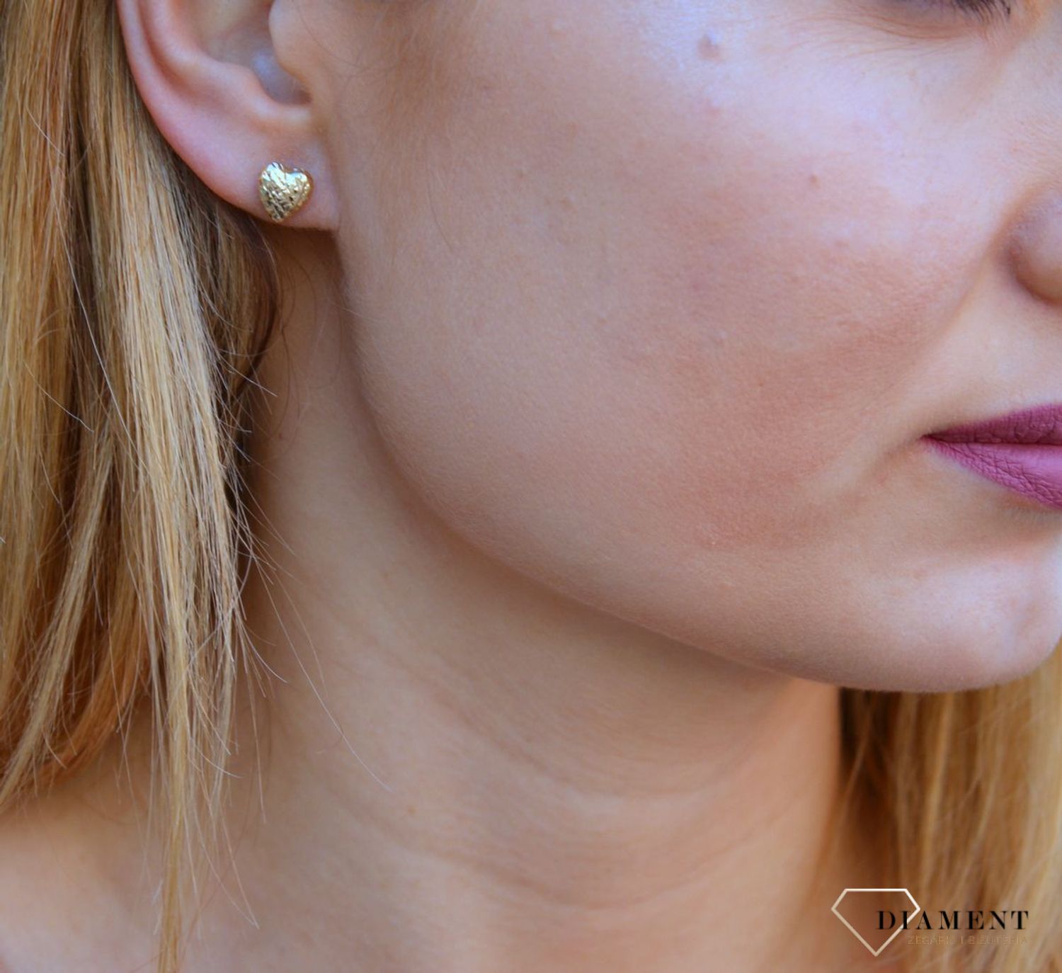 Kolczyki złote  Grawerowane serca  585 DIA-KLC-10251-585c.jpg