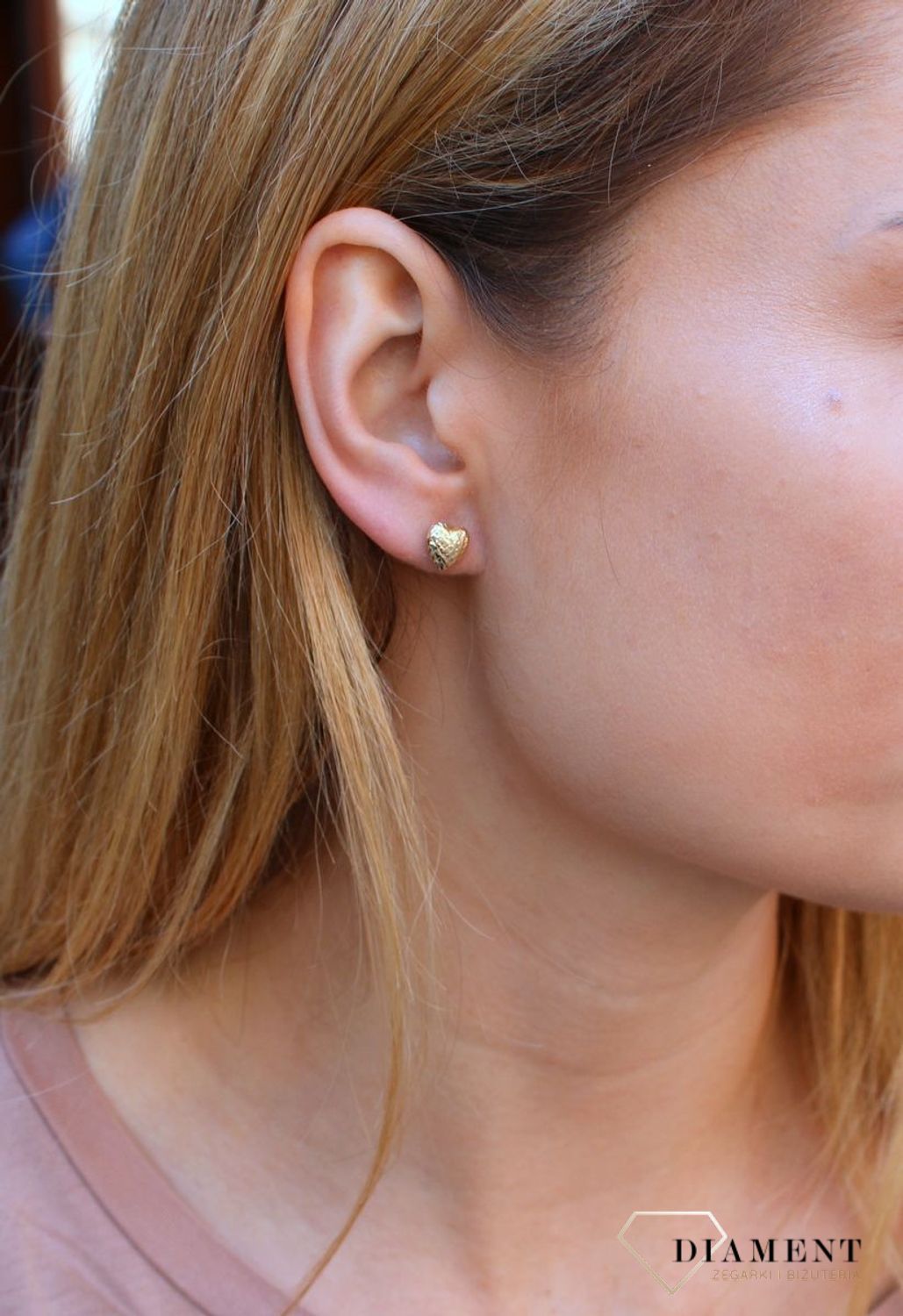 Kolczyki złote  Grawerowane serca  585 DIA-KLC-10251-585c.jpg