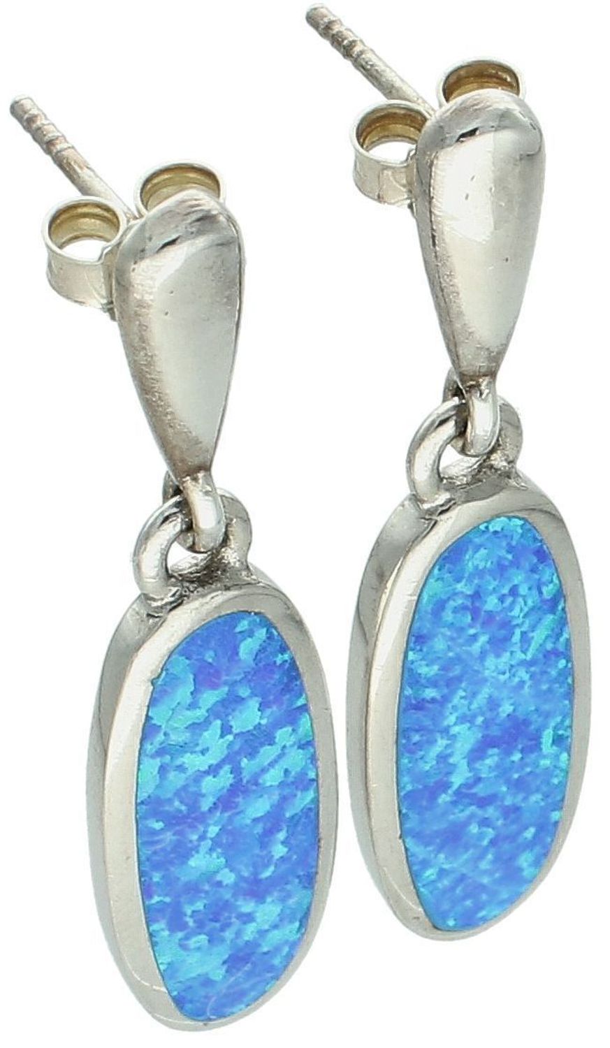 Kolczyki srebrne owalne opal syntetyczny próba 925, DIA-KLC-10298-925 Zachwycające kolczyki wykonane z wysokiej jakości srebra próby 925, ozdobione hipnotyzującym syntetycznym 1.jpg