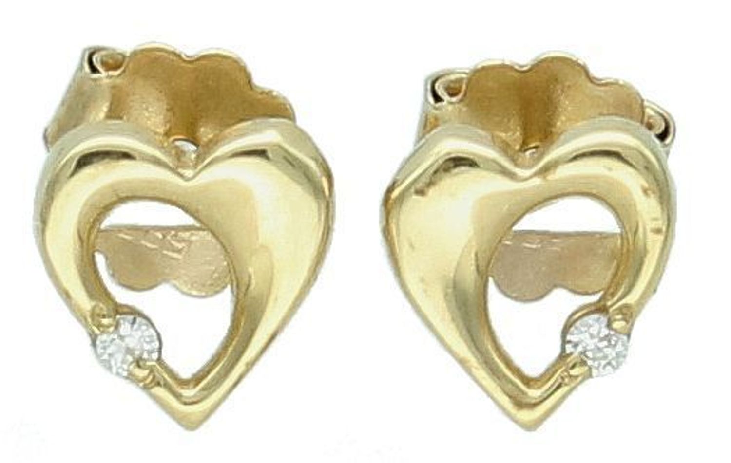 Kolczyki złote serca z cyrkonią pr 585, DIA-KLC-1030-585 Kolczyki mają kształt serduszka z małą cyrkonią. Kolczyki to ponadczasowa biżuteria, która pasuje do każdego rodzaju stylizacji.1.jpg