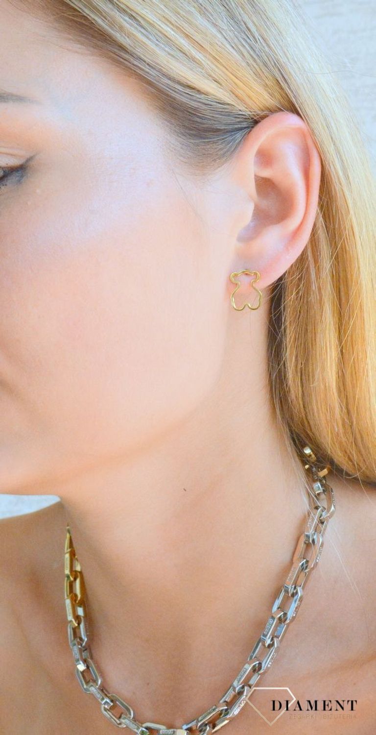 Srebrne kolczyki damskie misie tuos pozłacane wkrętki DIA-KLC-10355-925. Srebrne kolczyki damskie. Srebrne kolczyki wkrętki. Srebrne kolczyki damskie w kształcie misia. Kolczyki srebrne na sztyft pozłacane..jpg