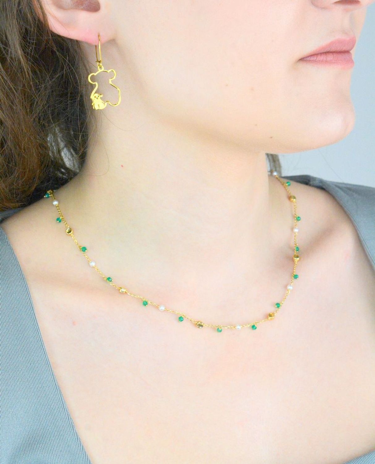 Kolczyki srebrne pozłacane wiszące misie pr 925, DIA-KLC-10356-925 Srebrne kolczyki wiszące w kształcie misia zostały wykonane z najwyższej jakości srebra próby 925. Idealny prezent dla każdej kobiety.1.jpg