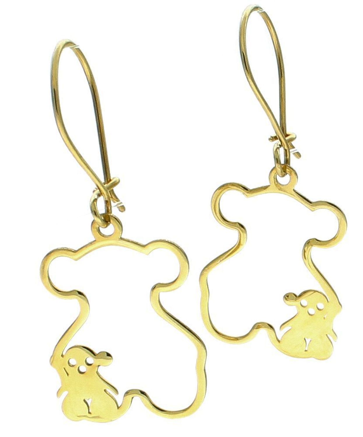 Kolczyki srebrne pozłacane wiszące misie pr 925, DIA-KLC-10356-925 Srebrne kolczyki wiszące w kształcie misia zostały wykonane z najwyższej jakości srebra próby 925. Idealny prezent dla każdej kobiety.1.jpg