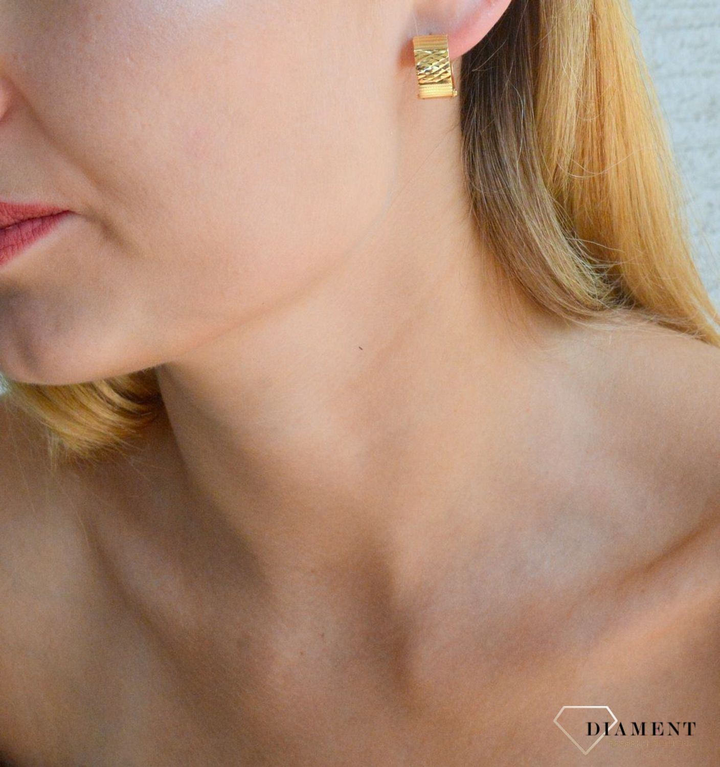 Złote kolczyki koła  Oryginalny grawer  585 DIA-KLC-10374-585.jpg