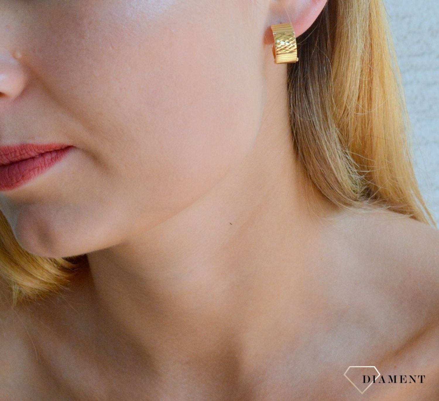 Złote kolczyki koła  Oryginalny grawer  585 DIA-KLC-10374-585.jpg