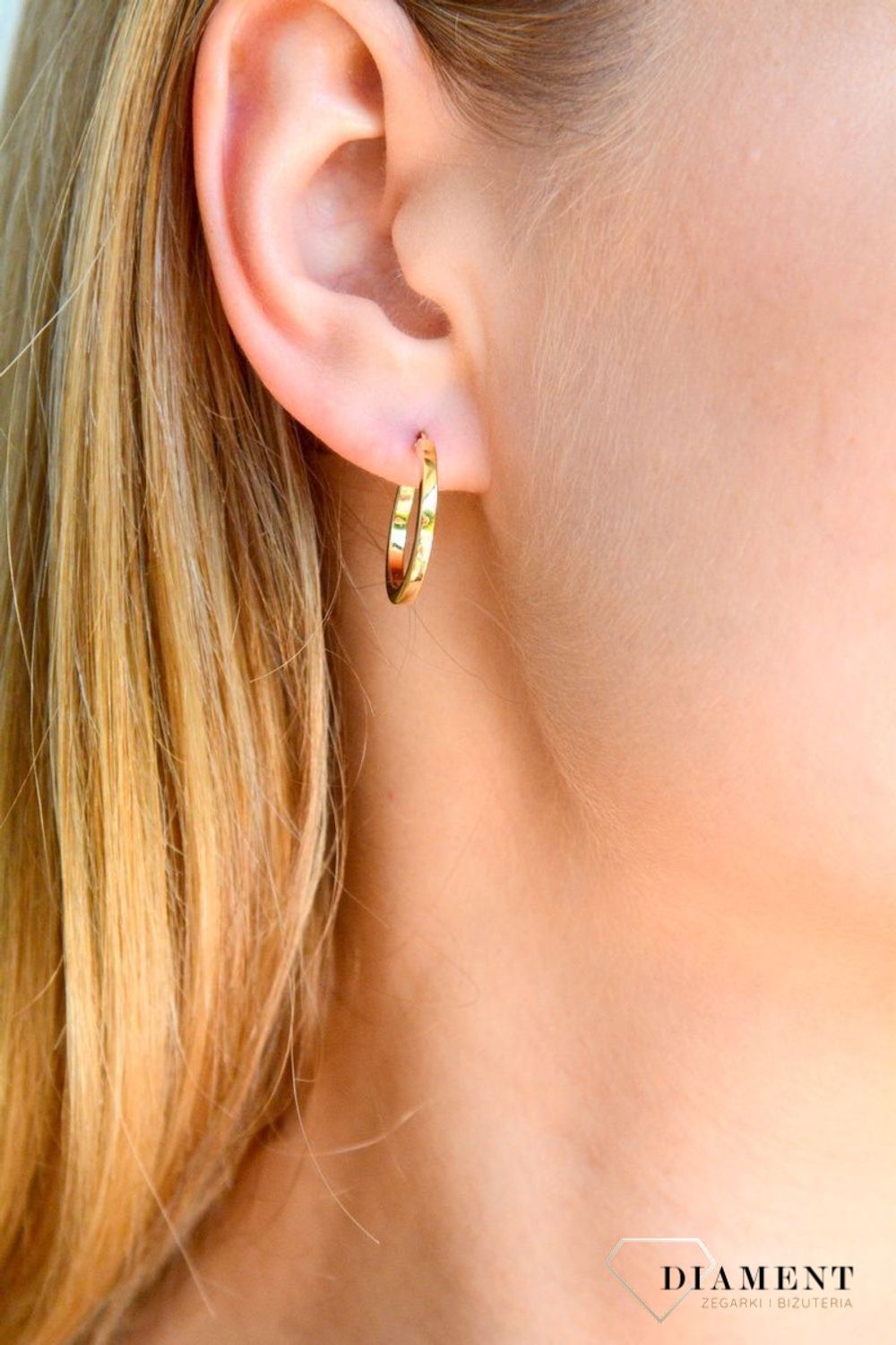 Kolczyki damskie złote Ścięte koła 585 DIA-KLC-10375-585  Złote kolczyki wykonane z najwyższej jakości żółtego złota, próby 585. Kolczyki o formie koła. Kolczyki złote wiszące idealne na prezent..jpg