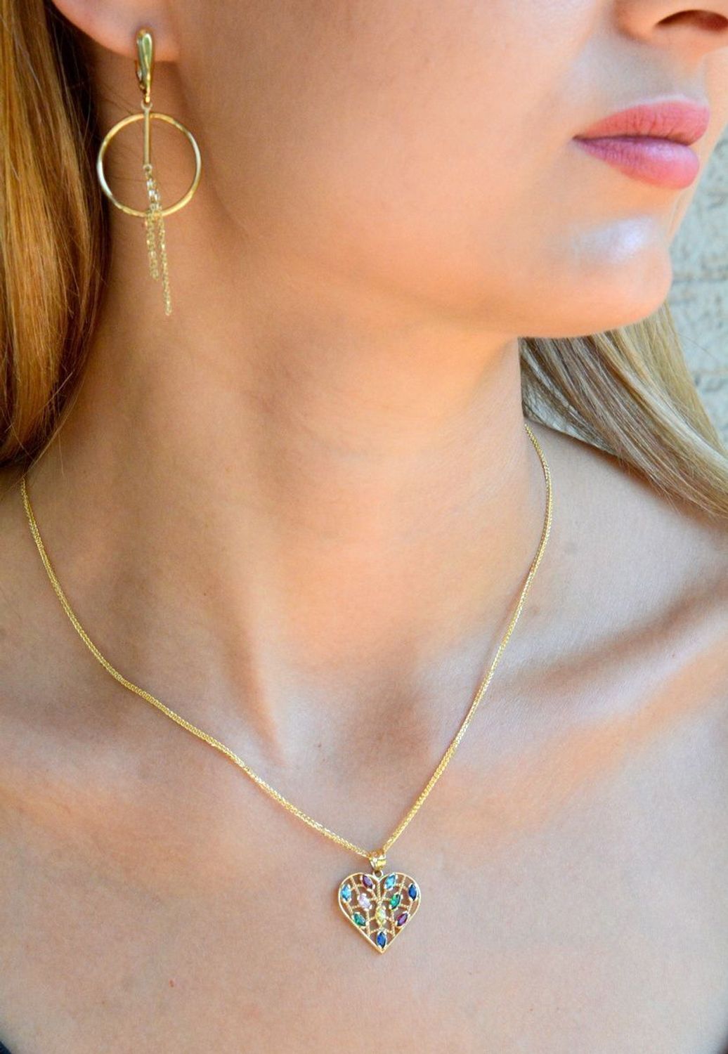 Kolczyki damskie złote Geometryczna forma z łańcuszkami 585 DIA-KLC-10378-585 (1).jpg