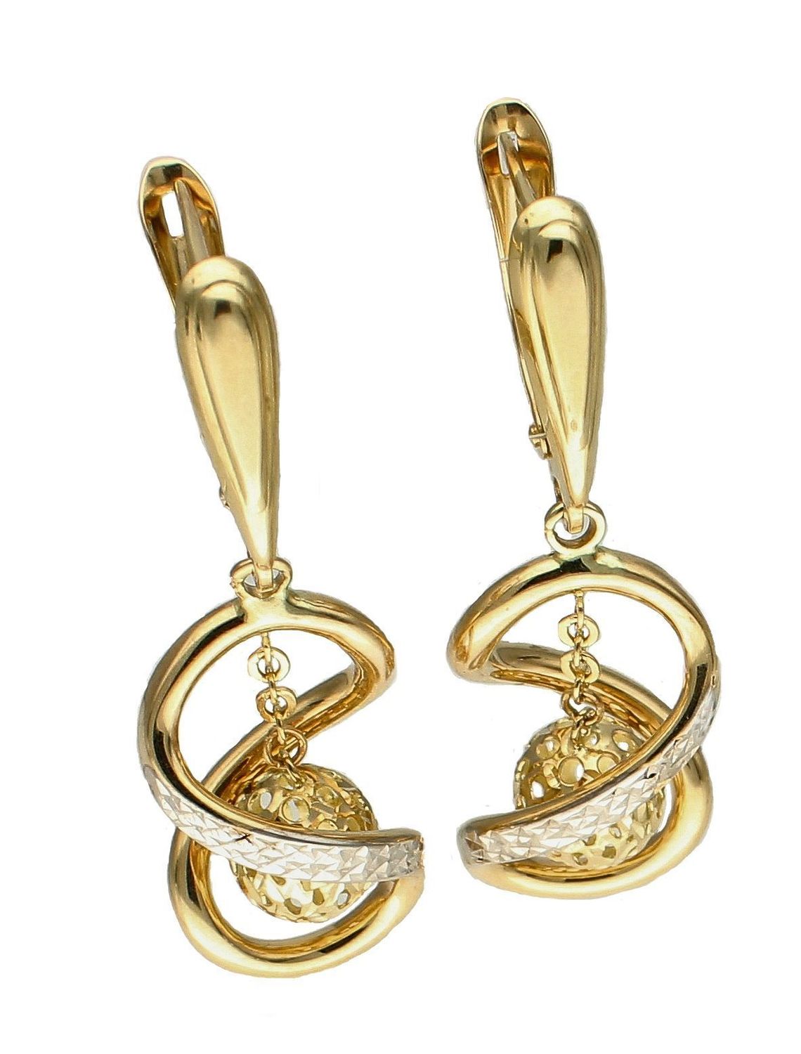 Kolczyki damskie złote Zakręcona ósemka z kuleczką 585 DIA-KLC-10379-585.jpg