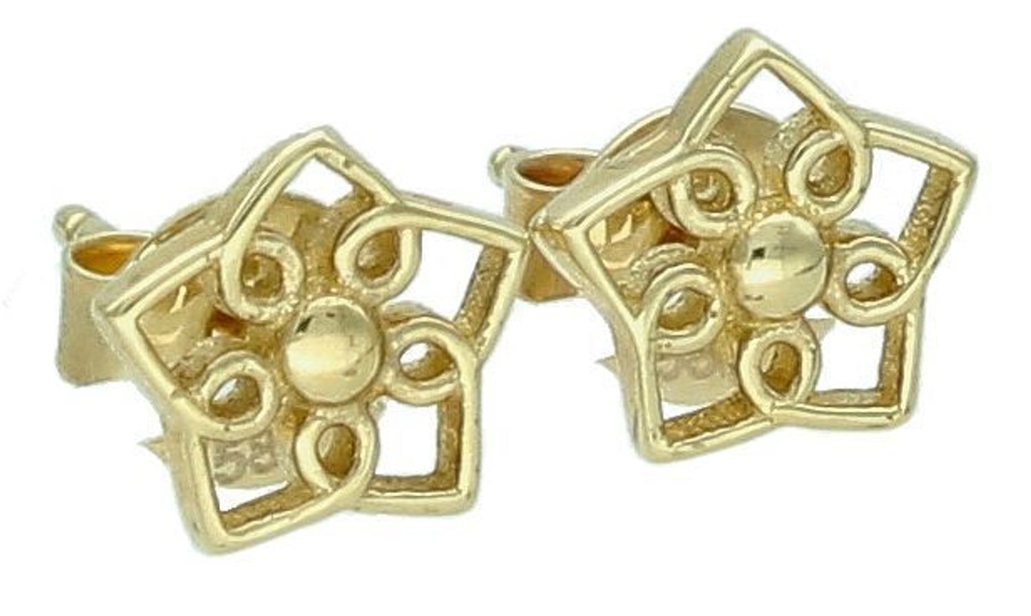 Kolczyki złote kwiatki pr 585, DIA-KLC-1041-585 Kolczyki w kształcie kwiatka ażurowego. Kolczyki to ponadczasowa biżuteria, która pasuje do każdego rodzaju stylizacji. Dzięki tak wyjątkowej 1.jpg