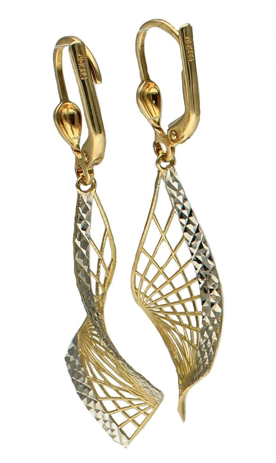 Kolczyki damskie złote Wiszące kolczyki zawinięte złote czworokąty 585 DIA-KLC-10436-585 (2).jpg