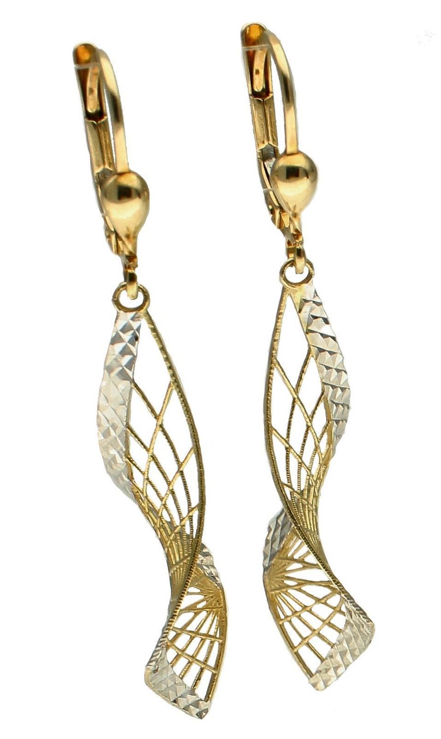 Kolczyki damskie złote Wiszące kolczyki zawinięte złote czworokąty 585 DIA-KLC-10436-585 (2).jpg