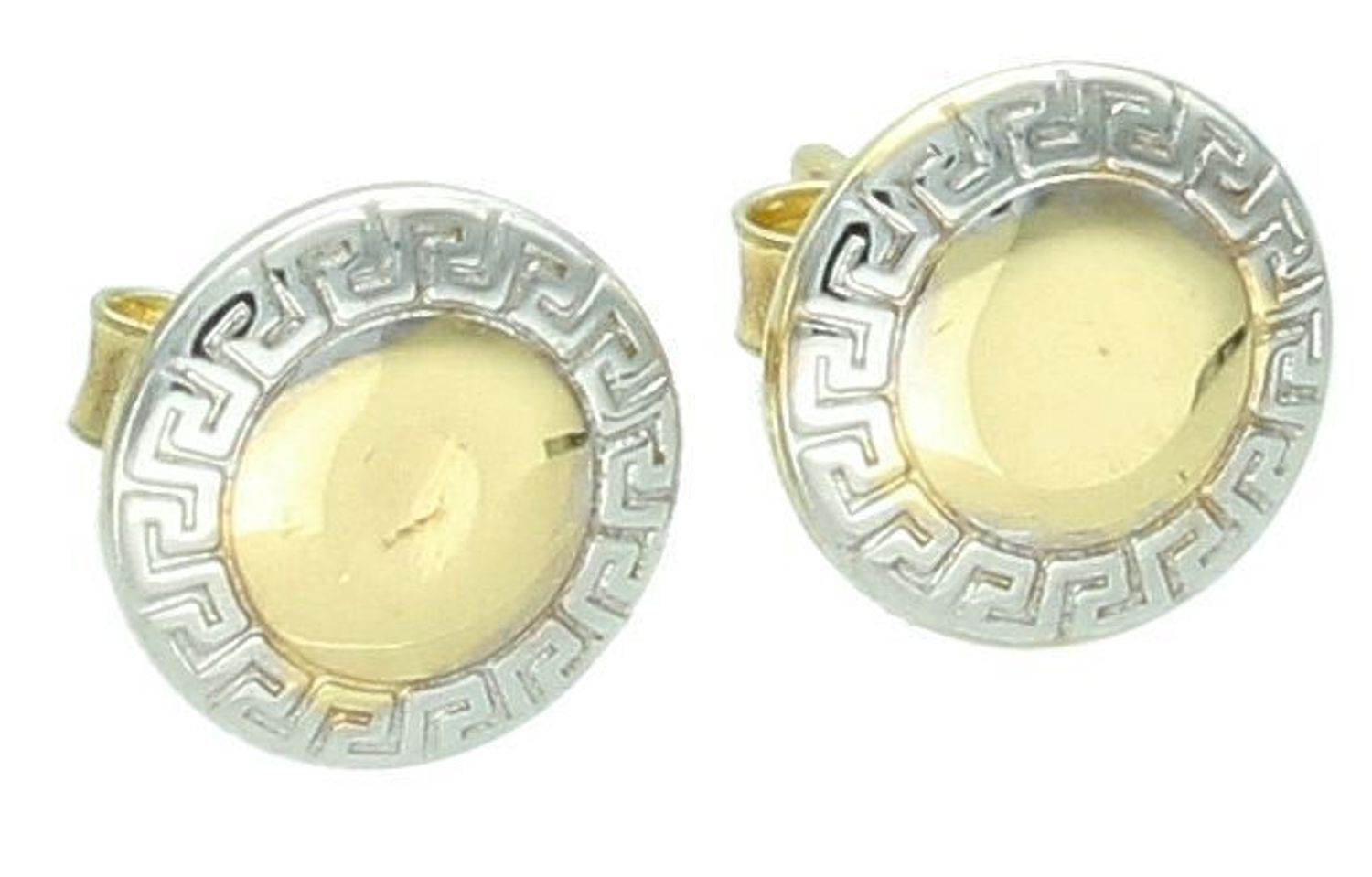 Złote kolczyki okrągłe, droga grecka z cyrkoniami próba 585, DIA-KLC-1053-585.  Kolczyki złote dla kobiety. Kolczyki złote z wyższej próby 585.  Na prezent. Złote 1.jpg