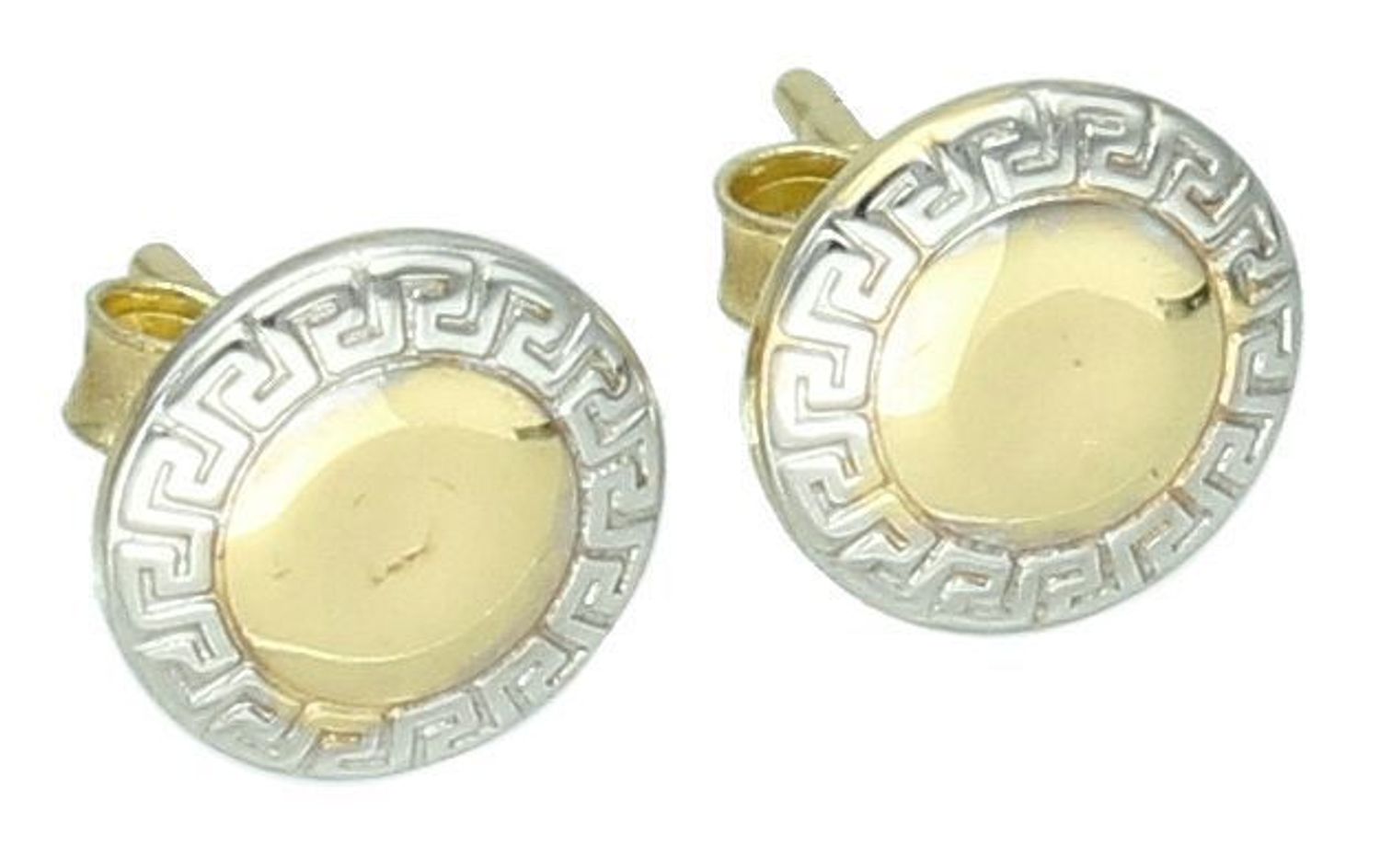 Złote kolczyki okrągłe, droga grecka z cyrkoniami próba 585, DIA-KLC-1053-585.  Kolczyki złote dla kobiety. Kolczyki złote z wyższej próby 585.  Na prezent. Złote 1.jpg