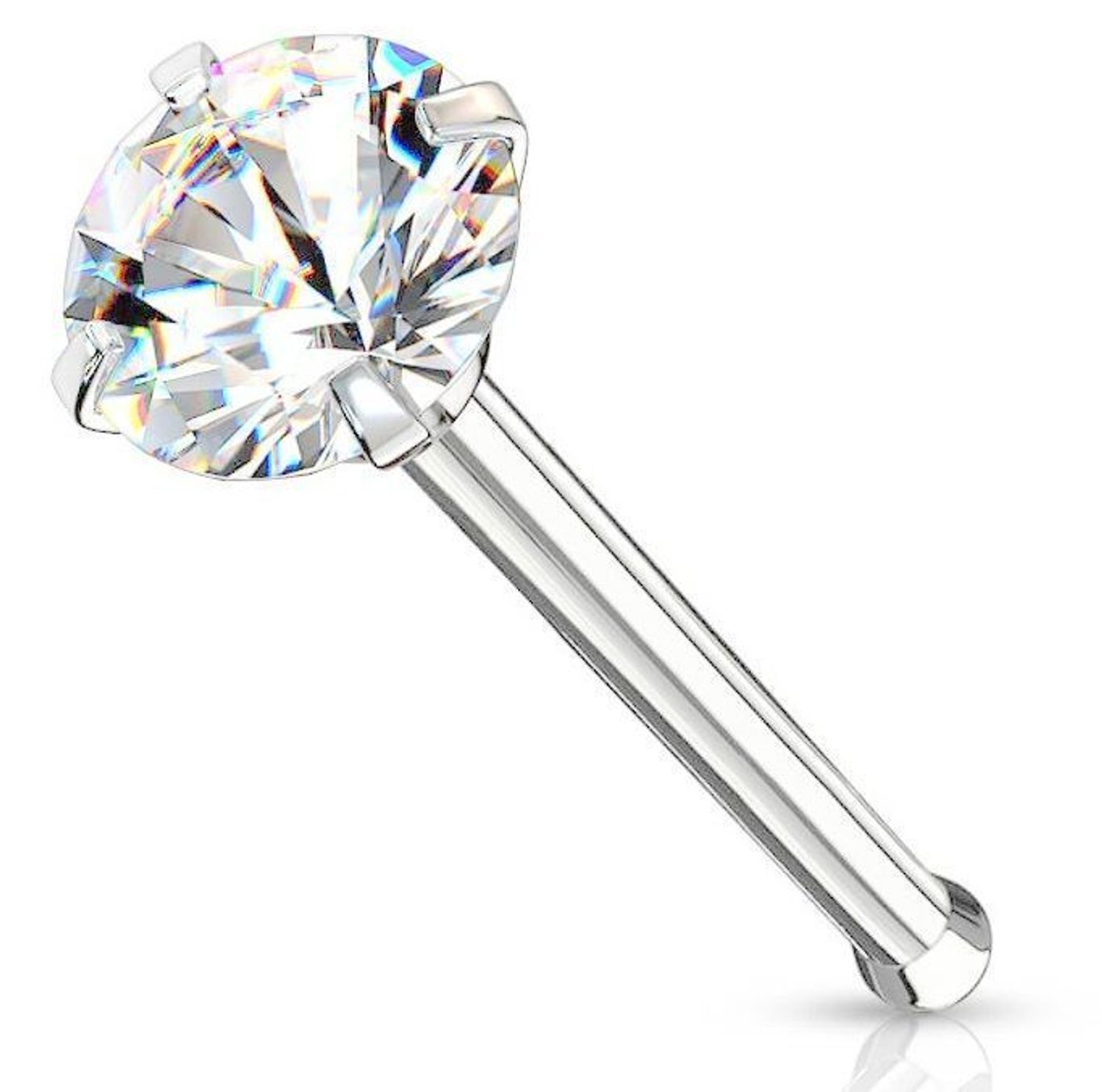 Srebrny damski kolczyk do nosa z cyrkonią próby 925 DIA-KLC-10550-926.jpg