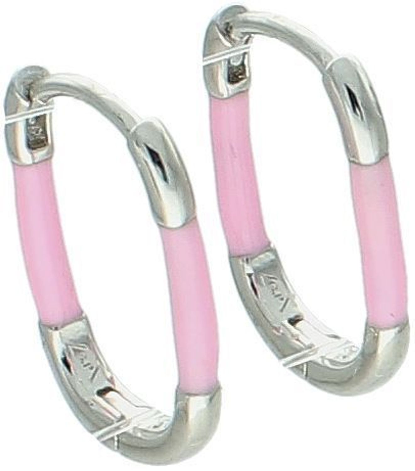 Eleganckie kolczyki srebrne prostokątne DIA-KLC-10558-RÓŻ-925 z delikatną różową emalią. Próba 925, długość 1,5 cm, szerokość 1,0 cm, grubość 2 mm, zapięcie na zatrzask. Idealne do codziennych 1.jpg