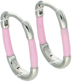Eleganckie kolczyki srebrne prostokątne DIA-KLC-10558-RÓŻ-925 z delikatną różową emalią. Próba 925, długość 1,5 cm, szerokość 1,0 cm, grubość 2 mm, zapięcie na zatrzask. Idealne do codziennych 1.jpg