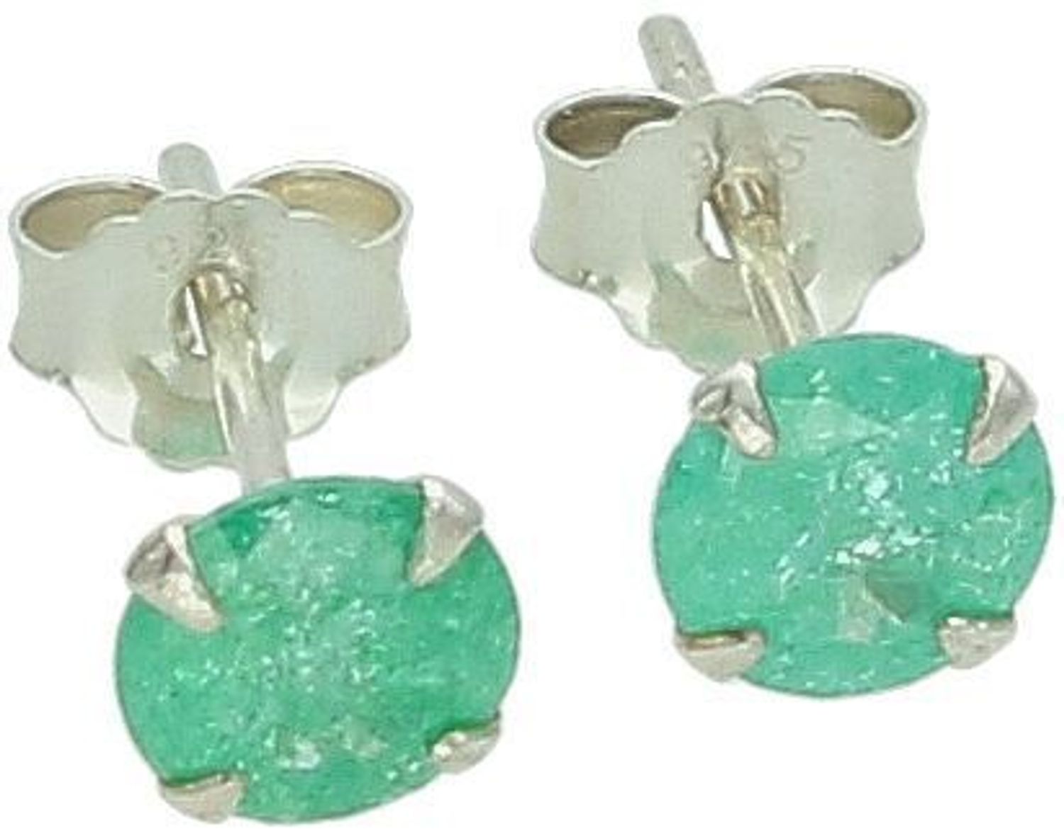 Kolczyki srebrne 925 z zieloną cyrkonią 4 mm, model DIA-KLC-10564M-925, zapięcie na sztyft. Delikatna, elegancka biżuteria idealna na prezent i na co dzień.1.jpg