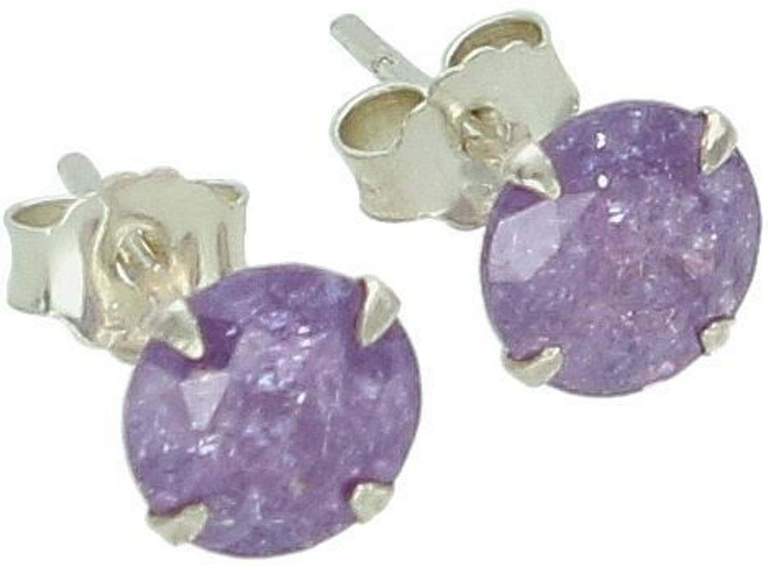 Kolczyki srebrne 925 DIA-KLC-10568-925 z fioletową cyrkonią 6 mm i zapięciem na sztyft. Subtelna, kobieca elegancja z kolorowym akcentem.33.jpg