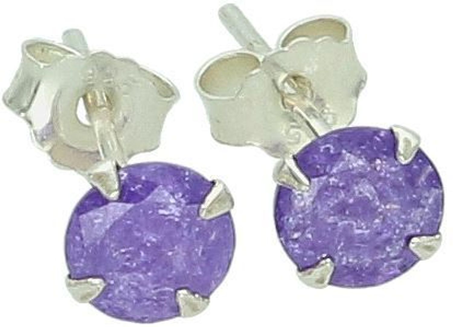 Kolczyki srebrne 925 DIA-KLC-10568-925 z fioletową cyrkonią 6 mm i zapięciem na sztyft. Subtelna, kobieca elegancja z kolorowym akcentem.33.jpg