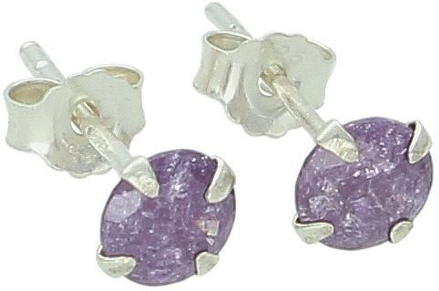 Kolczyki srebrne 925 z fioletową cyrkonią. Model DIA-KLC-10569L-925, 5 mm, zapięcie na sztyft, 0,60 g. Delikatna i elegancka biżuteria dla kobiet.1.jpg