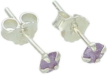 Delikatne kolczyki srebrne 925 z fioletową cyrkonią 3 mm, model DIA-KLC-10569S-925, zapięcie na sztyft. Idealne do codziennego noszenia i na prezent.1.jpg