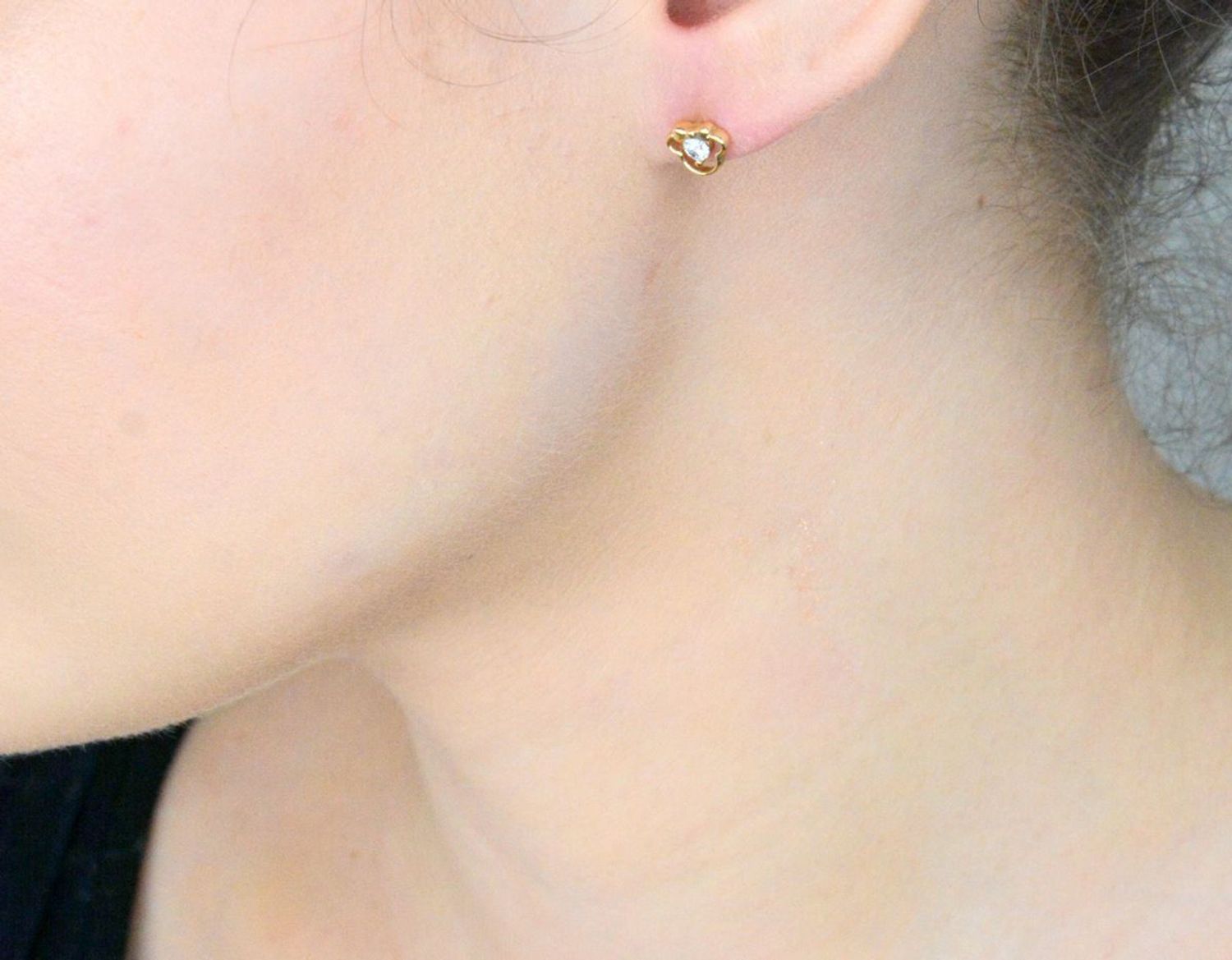 Kolczyki złote myszka miki cyrkonie pr 585, DIA-KLC-1057-585 Złote kolczyki wykonane z najwyższej jakości 14 karatowego złota. Biżuteria dla dziewczynki w formie myszki miki z cyrkonią.1.jpg