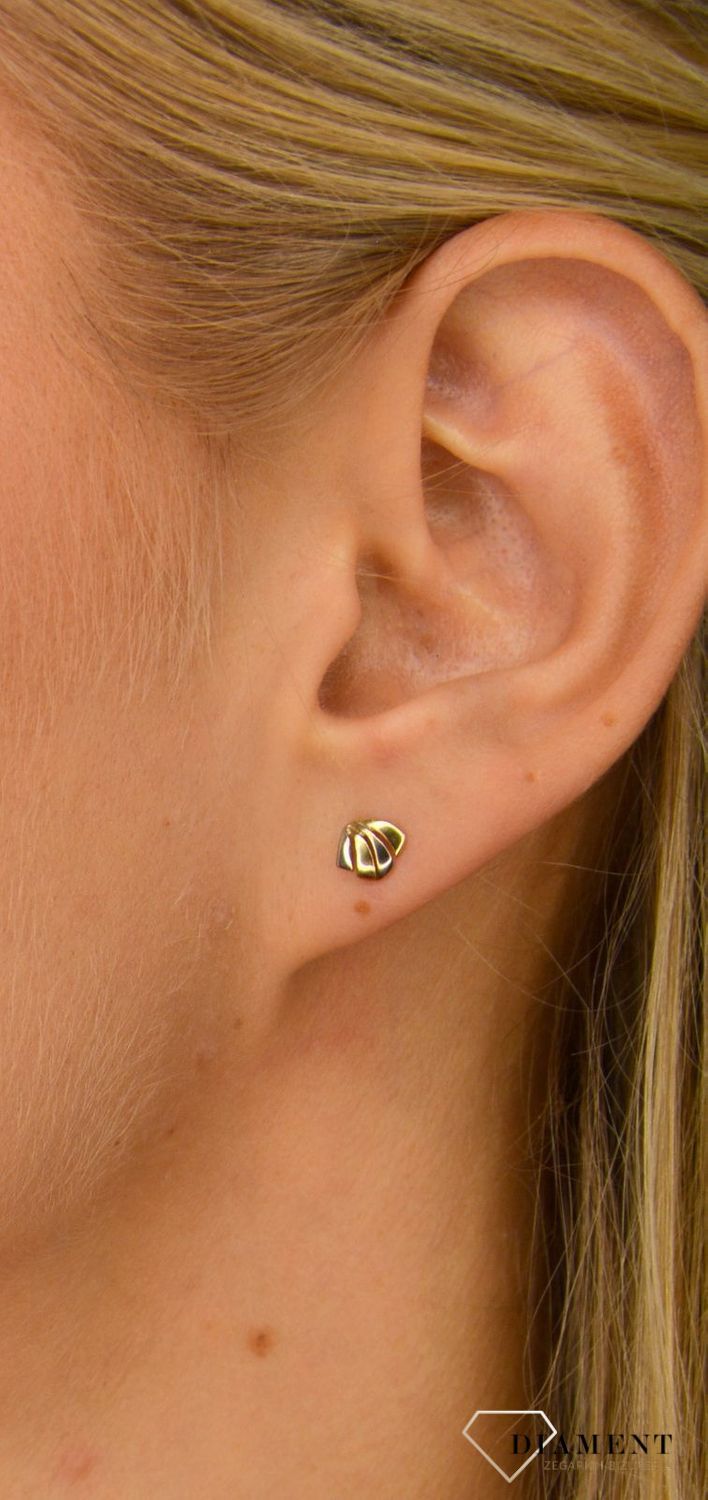 Złote kolczyki 585 delikatne połączenie białego i żółtego złota DIA-KLC-1065-585.jpg