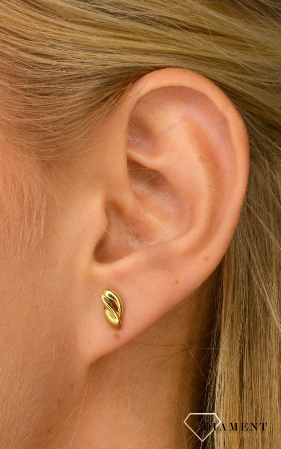 Złote kolczyki 585 łezki z matowym akcentem DIA-KLC-1066-585.jpg