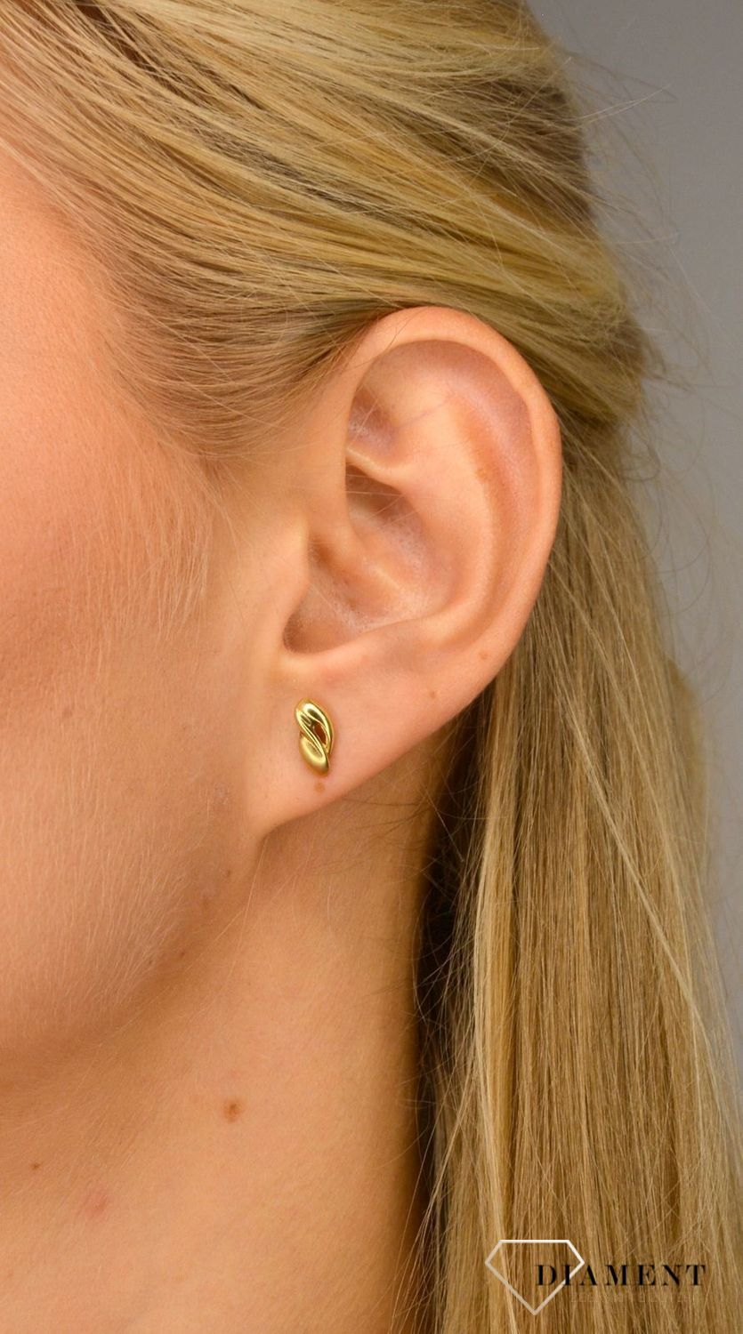 Złote kolczyki 585 łezki z matowym akcentem DIA-KLC-1066-585.jpg