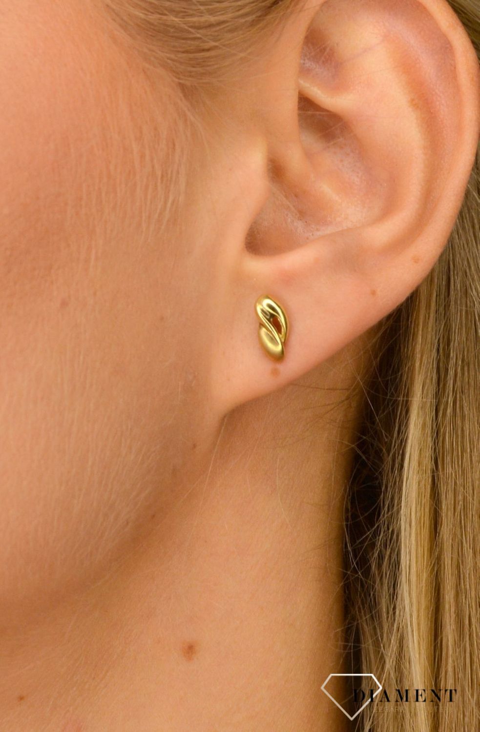 Złote kolczyki 585 łezki z matowym akcentem DIA-KLC-1066-585.jpg