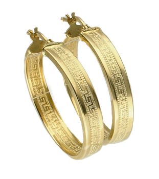 Złote kolczyki damskie 585 koła z greckim wzorem DIA-KLC-10678-585. Złota biżuteria damska. Złote kolczyki koła. Złote kółka na prezent dla kobiety. Kolczyki złote ze wzorem drogi greckiej. Kolczy (1).jpg