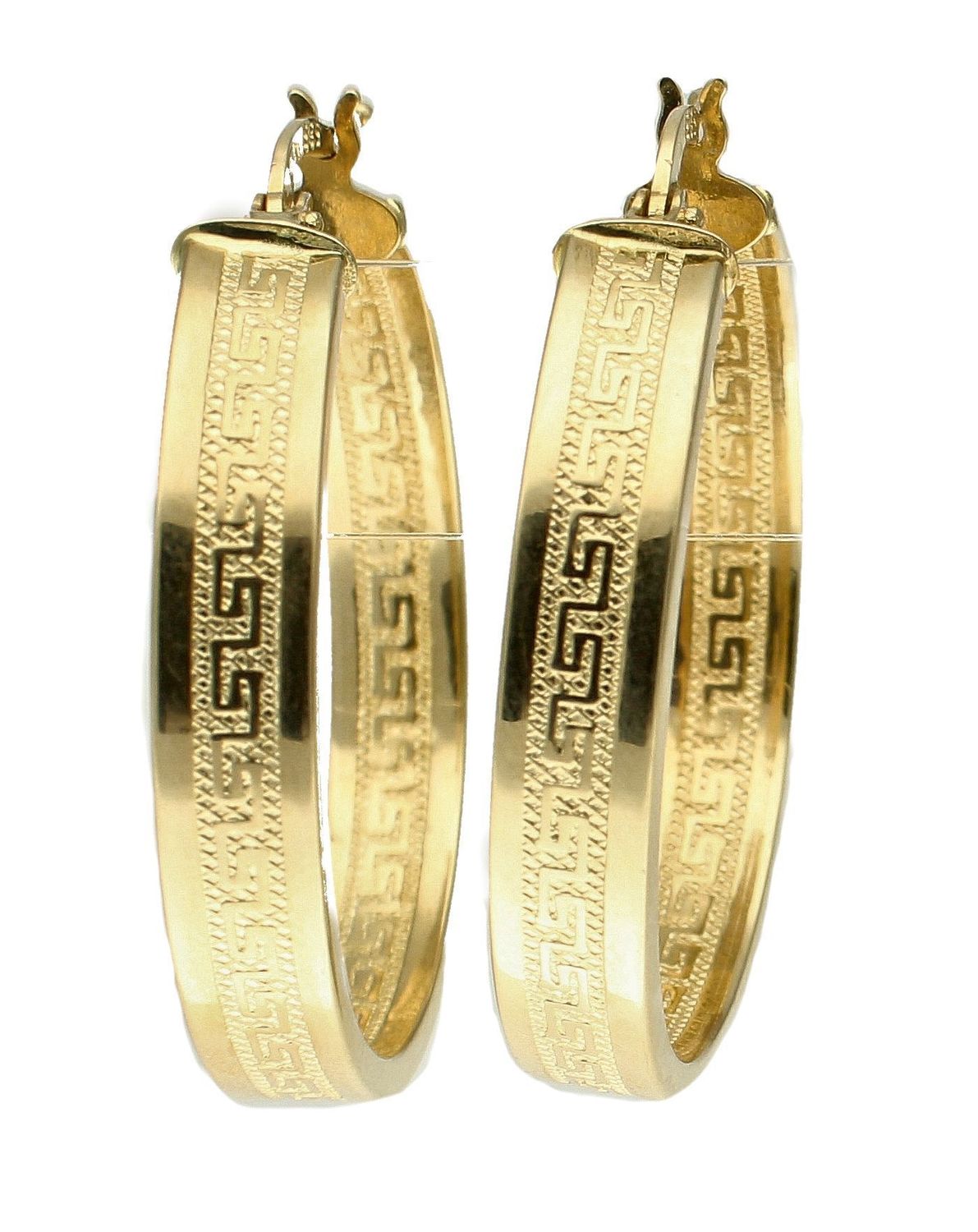 Złote kolczyki damskie 585 koła z greckim wzorem DIA-KLC-10678-585. Złota biżuteria damska. Złote kolczyki koła. Złote kółka na prezent dla kobiety. Kolczyki złote ze wzorem drogi greckiej. Kolczy (1).jpg