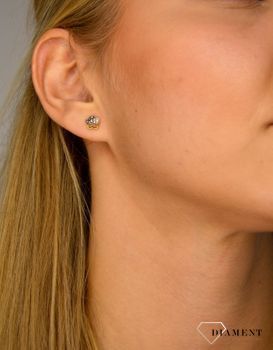 Złote kolczyki 585 kwiatki z białym złotem DIA-KLC-1070-585 💎 Złote kolczyki w kształcie kwiatka 💎 (4).JPG