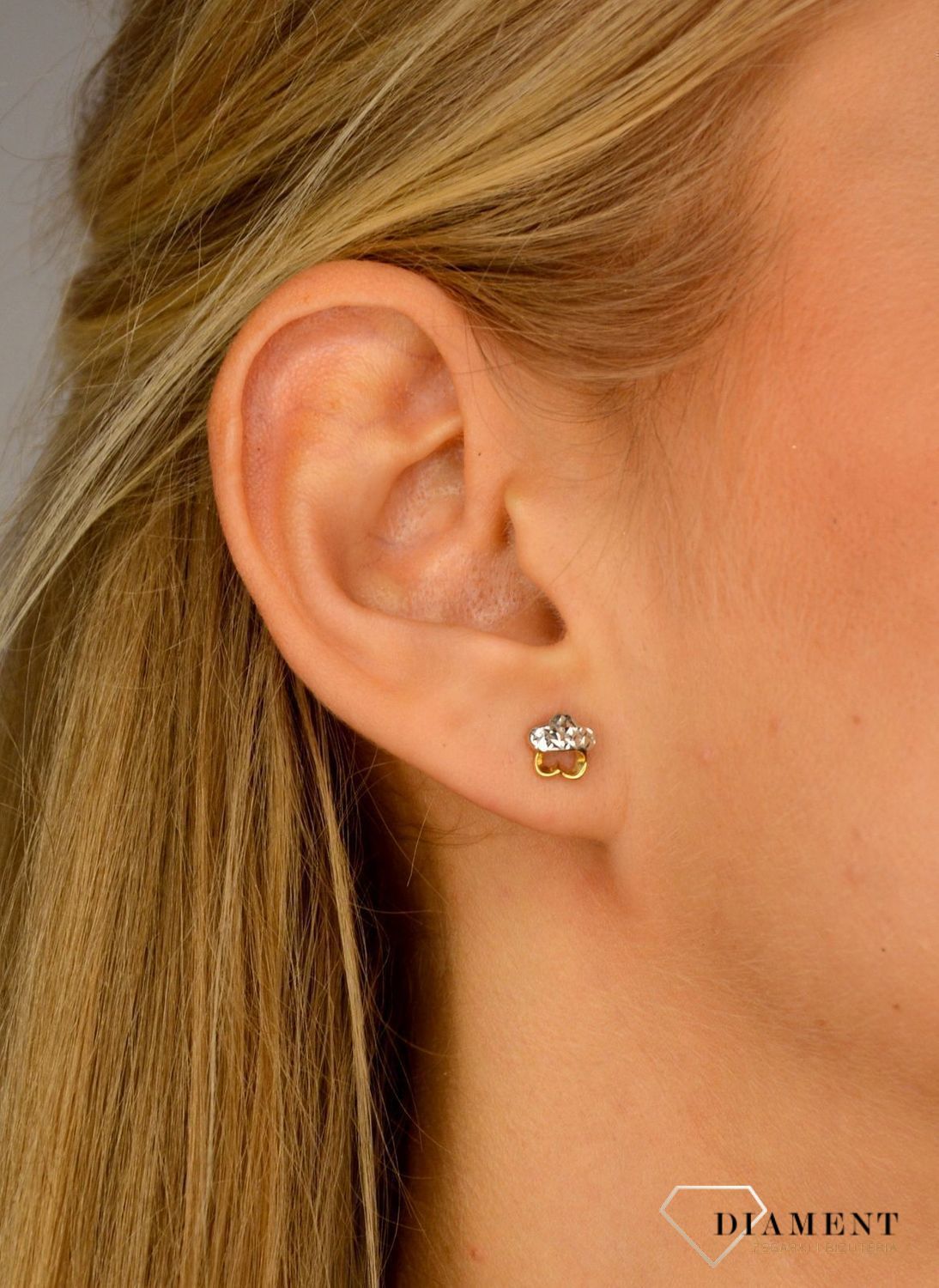 Złote kolczyki 585 kwiatki z białym złotem DIA-KLC-1070-585.jpg