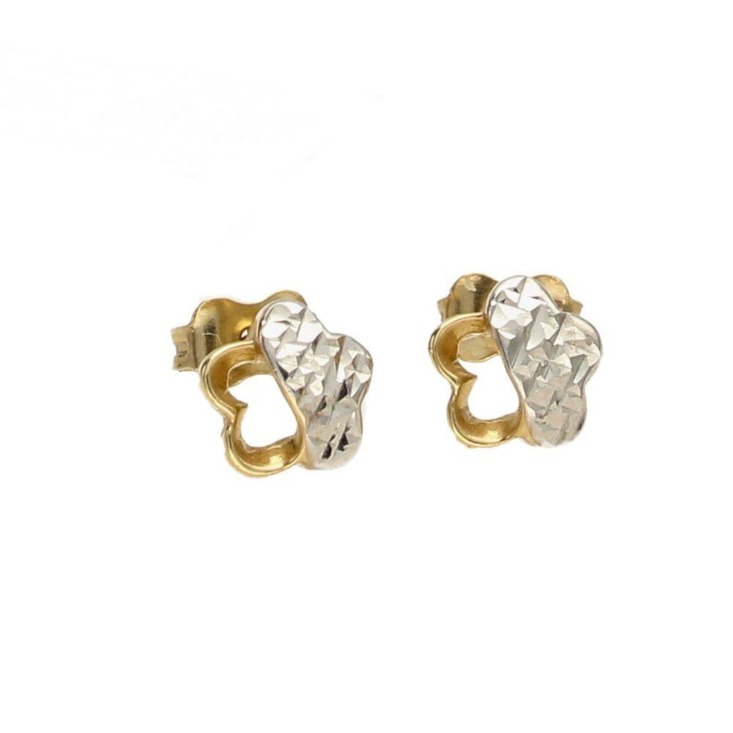Złote kolczyki 585 kwiatki z białym złotem DIA-KLC-1070-585.jpg