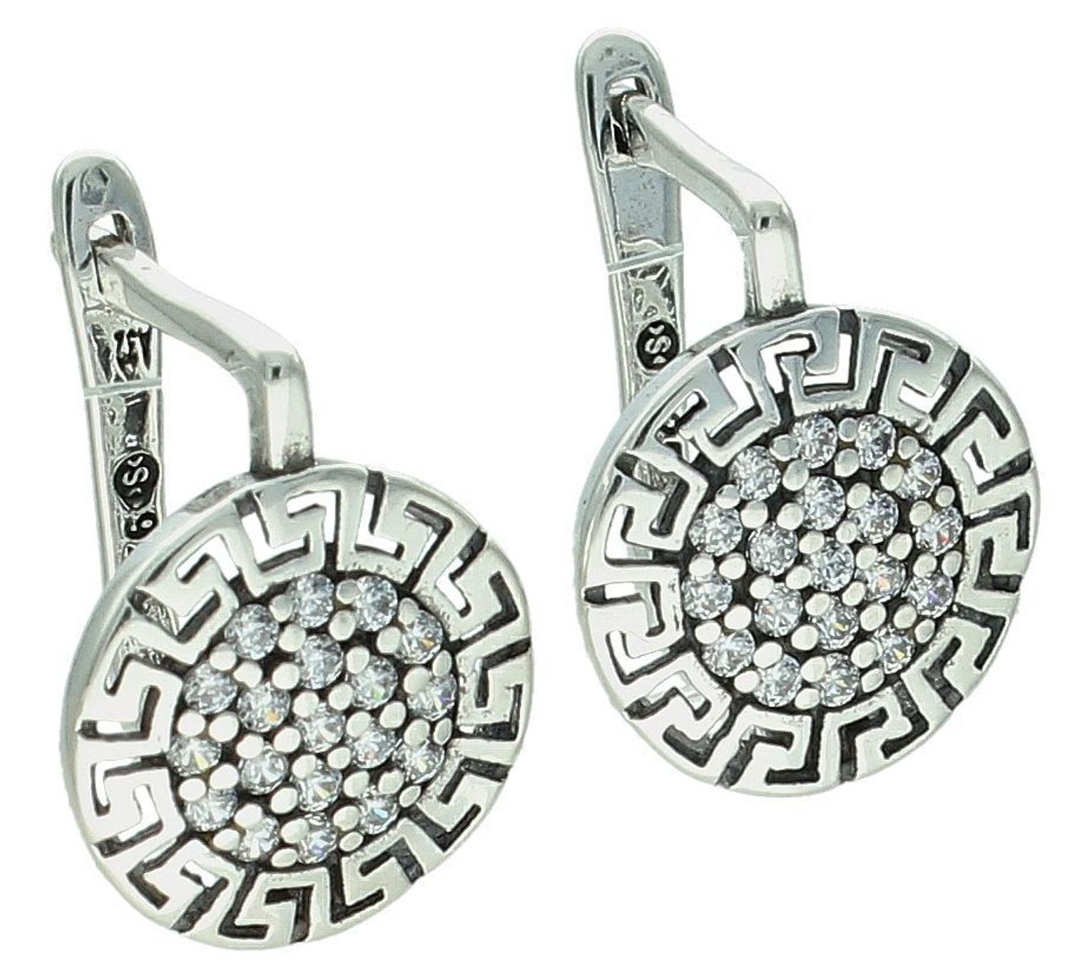 Kolczyki srebrne droga grecka z cyrkonią, pr 925, DIA-KLC-10716-925 Srebrne kolczyki kółeczka okrągłe zostały wykonane z najwyższej jakości srebra próby 925, 1.jpg