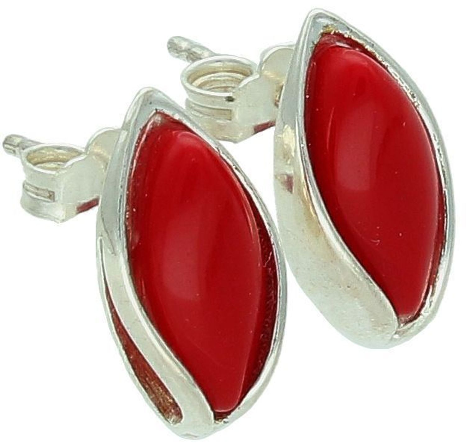 Kolczyki srebrne próba 925, koral syntetyczny DIA-KLC-10719-925 Te eleganckie kolczyki srebrne z syntetycznym koralem to doskonały wybór dla osób, które szukają biżuterii pełnej kolorów i 1.jpg