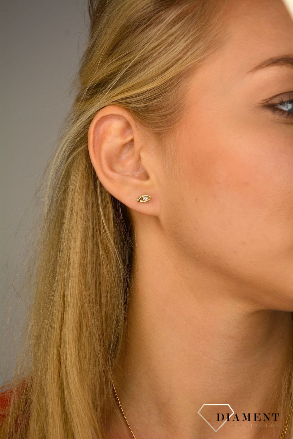 Złote kolczyki 585 cyrkonie łezki DIA-KLC-1073-585.jpg