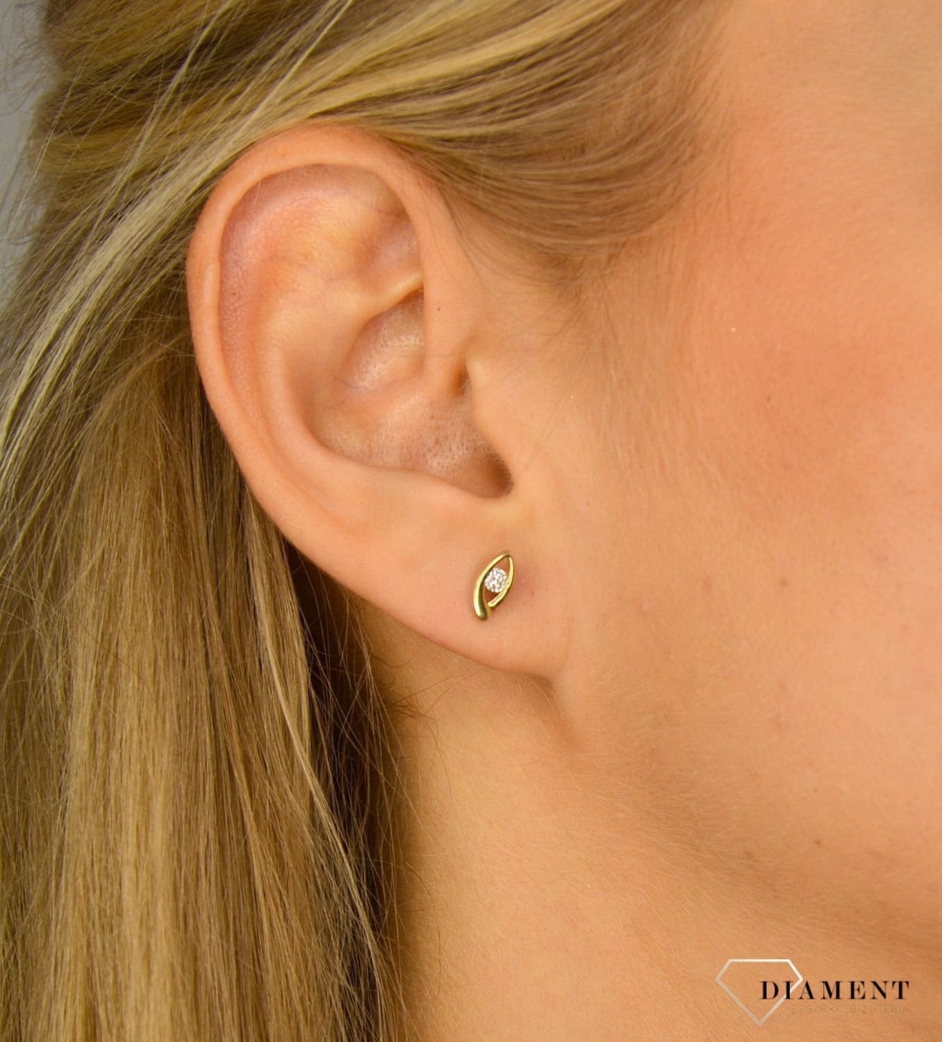 Złote kolczyki 585 cyrkonie łezki DIA-KLC-1073-585.jpg