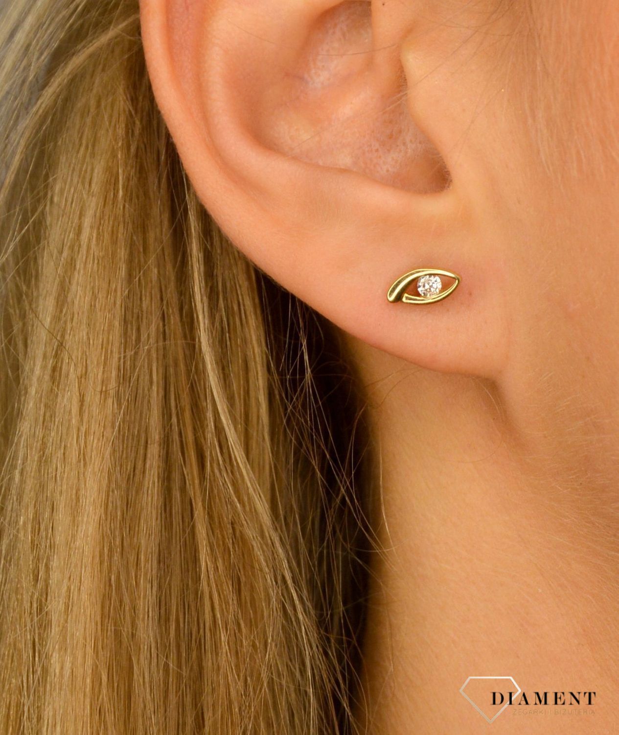 Złote kolczyki 585 cyrkonie łezki DIA-KLC-1073-585.jpg